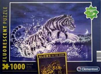 8005125977925 Puzzle 1000 Pieces Clementoni Tigre Blanc Royal ( Brille Dan La Nuit)