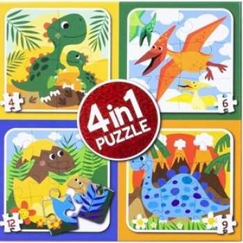 8711851110023 Mini Puzzle Pour Enfant 4 En 1 dinosaures  - 4 Ans
