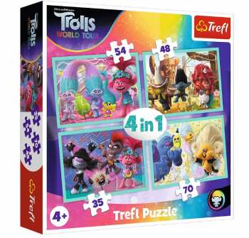 5511101432 4 Puzzles Trolls World Tour ( 4 Puzzles 100 Pieces)