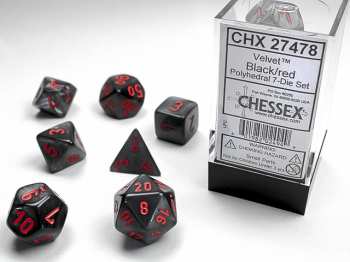 601982024949 Set De 7 Des Velvet Polyhedral Black/ Red - Chessex -