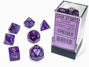 601982031602 Set De 7 Des Opaque Borealis Royal Purple/ Gold - Chessex -